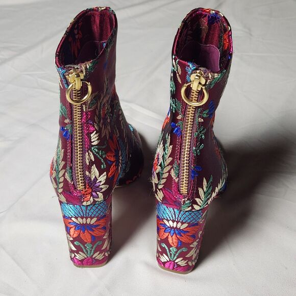 Joie Womens EU 36 US 5.5 Saleema Brocade Ankle Boots Plum Booties - Picture 3 of 9